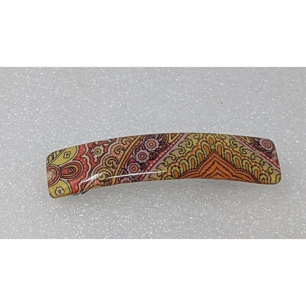 Vintage Paisley Design Hair Barrette Clip 4"x1" For Women & Girls Bohemian Style